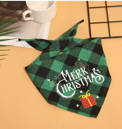 Pet Christmas Plaid Bandanas