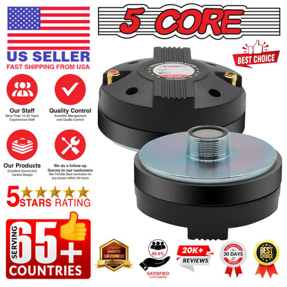 5 Core Compression Driver 3.5 Inch Tweeter Horn Throat 220W Peak Loud 8 Ohm Titanium Diaphragm