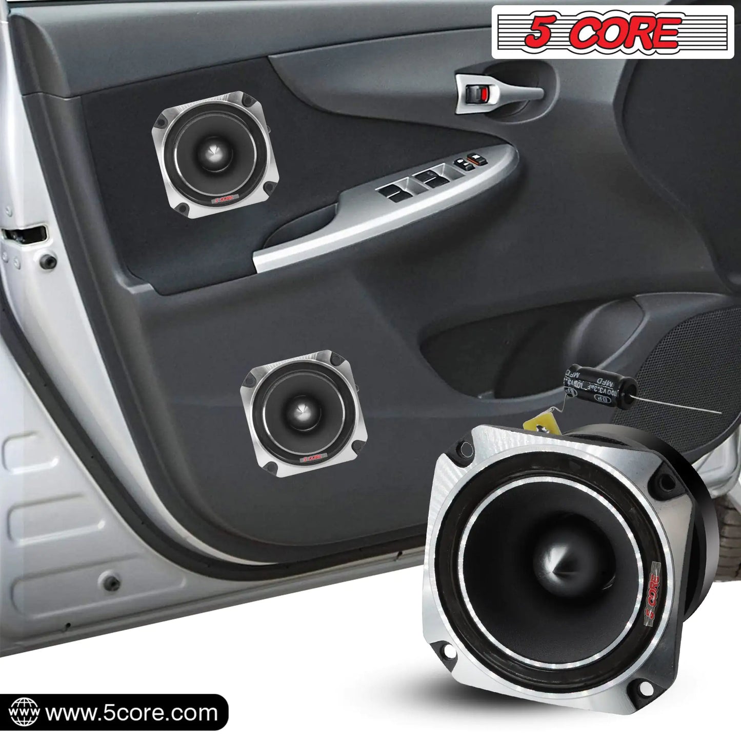 5Core Tweeters Speakers Car Audio Pair 600W Peak 3.5 Inch Super Bullet Tuiters Para Sonido Para Carro