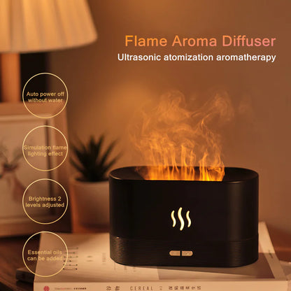 USB Flame Essential Oil Diffuser 180ML Ultrasonic Aroma Humidifier