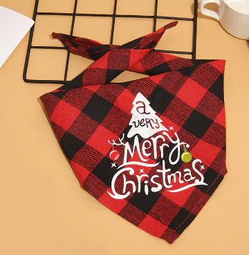 Pet Christmas Plaid Bandanas