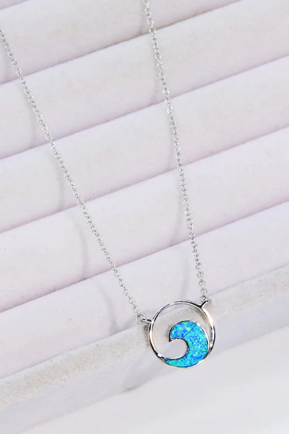 Opal Wave Pendant Necklace