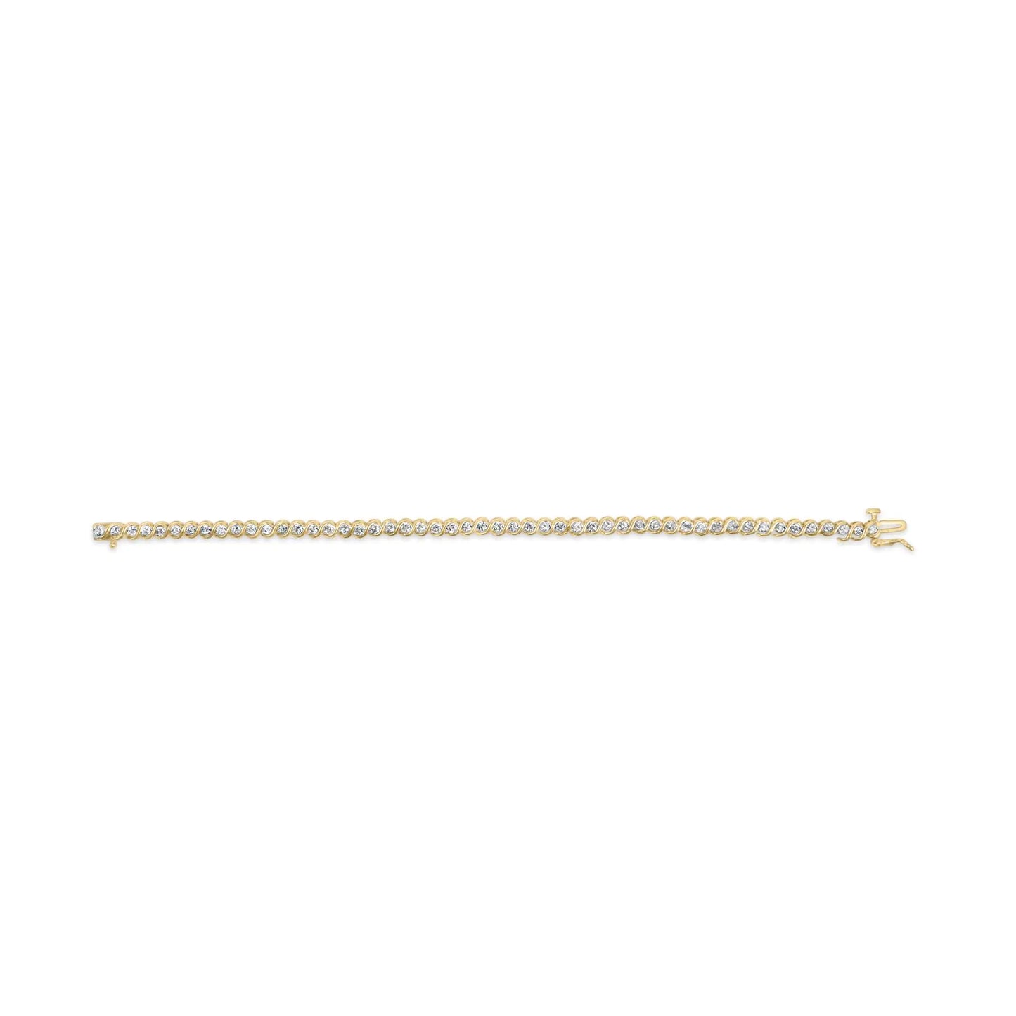 10K Yellow Gold 2.00 Cttw Round-Cut Diamond S-Link 7" Bracelet (J-K Color, I1-I2 Clarity)