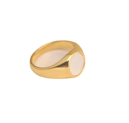 Round White Fritillaria Shell Ring for Women