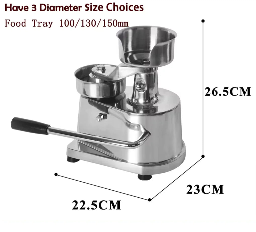 Manual Stainless Steel Hamburger Press - 100mm to 150mm Round Burger Patty Maker