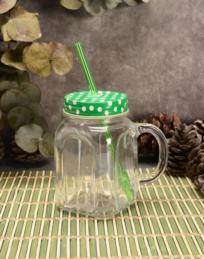 Paşabahçe 80388 Metal Green Cup with Lid, Straw and Handle, 450 cc