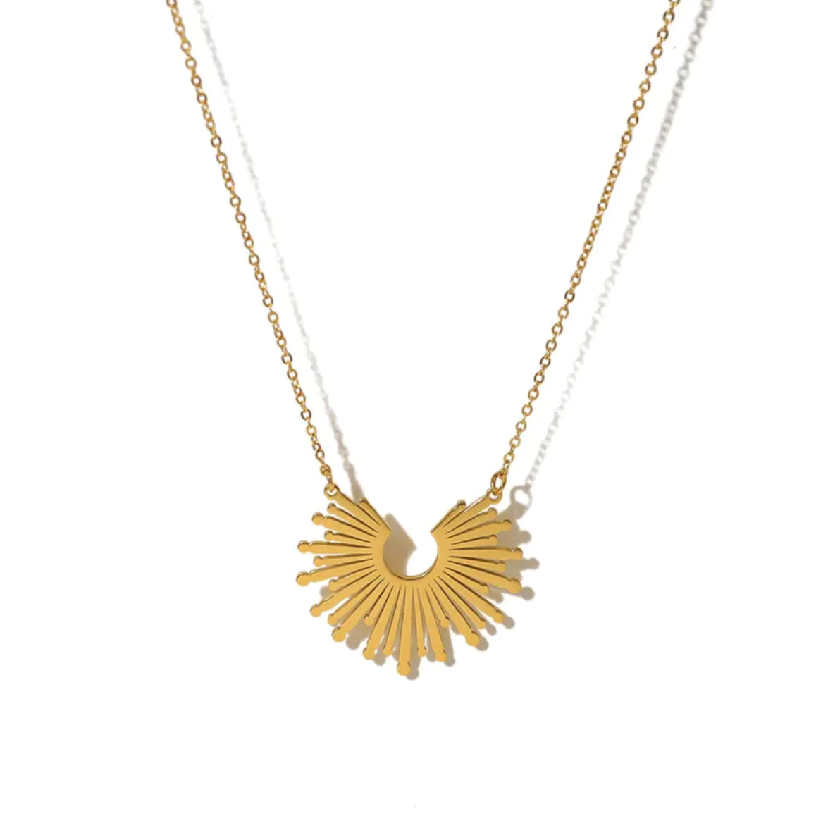 18K Gold-Plated Titanium Steel Sunflower Necklace for Women