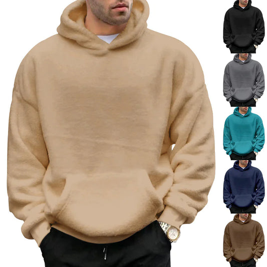 Velvet Hooded Sweater Men's Plush Sweatshirt