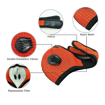 Performance Sports Face Mask with Activated Carbon Filter and