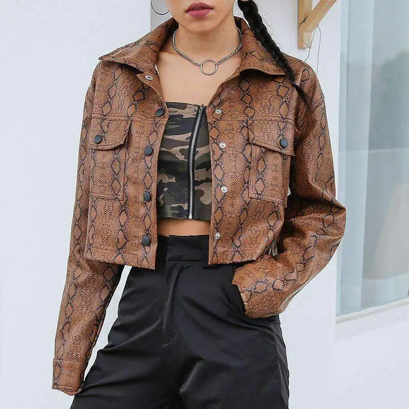 Snake Print Leather Jacket