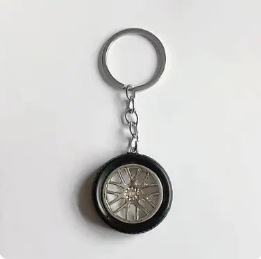 Car Gear Head Keychain with Turbo, Brake Disc, and Shock Absorber Pendants