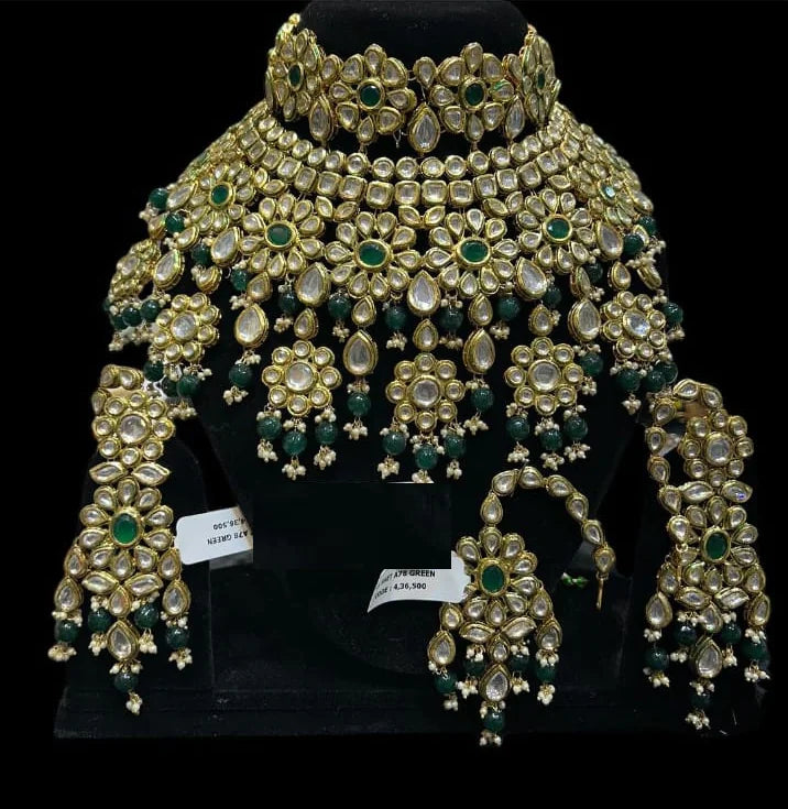 Alloy Gold-plated Dark Green Jewel Set