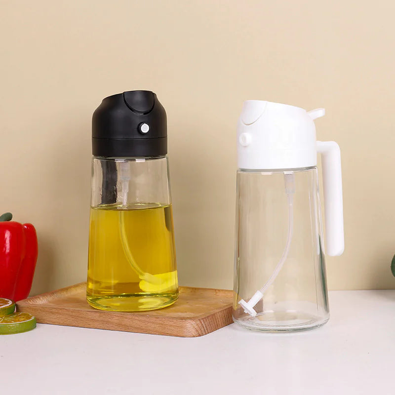 2 in 1 Olive Oil Dispenser Bottle for Kitchen, Oil Sprayer for Cooking