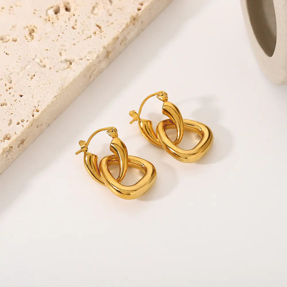 Gold Hoop Drop Earrings