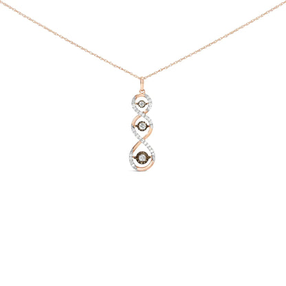 10K Two Toned Gold Plated .925 Sterling Silver 1/2 Cttw Round Diamond Twisted 18" Pendant Necklace (Champagne Color, I2-I3 Clarity)