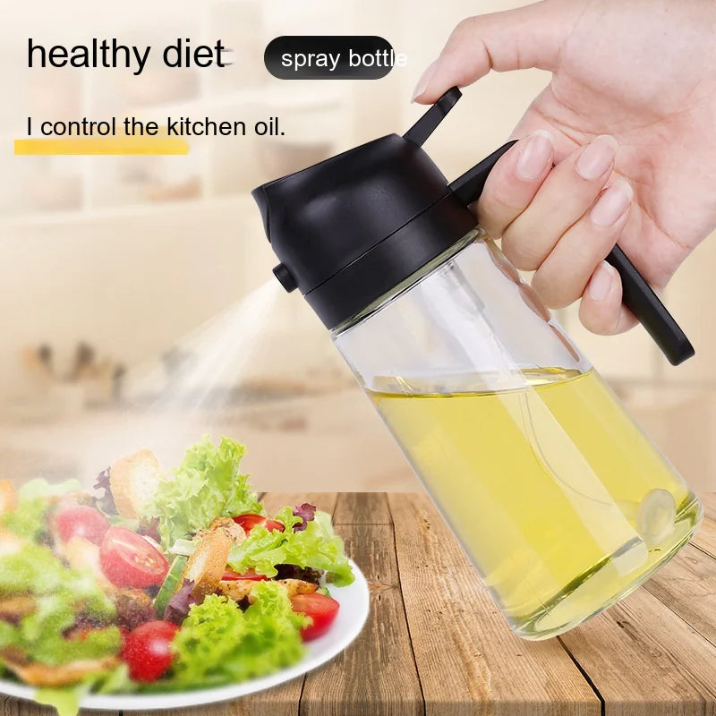 2 in 1 Olive Oil Dispenser Bottle for Kitchen, Oil Sprayer for Cooking