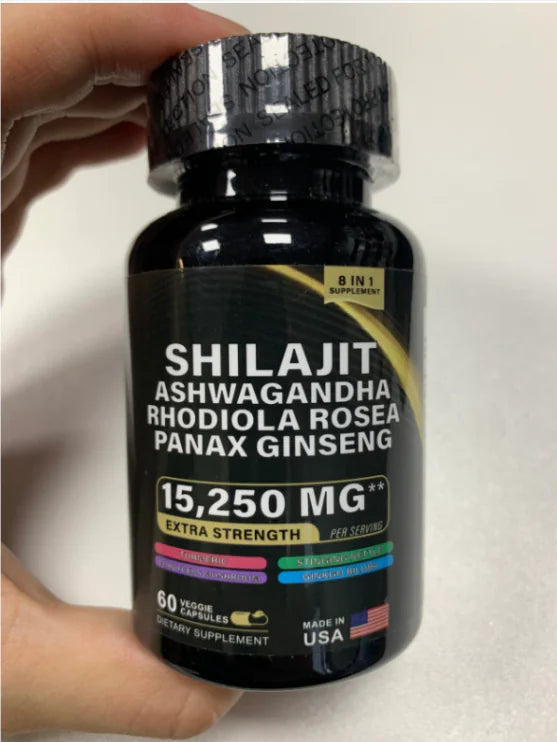 Shilajit Pure Himalayan 9000MG, Energy Booster Ashwagandha 2000MG, Rhodiola Rosea 999MG, Panax Ginseng 1500MG, Turmeric 500MG, Ginkgo Biloba 500MG, Stinging Nettle 250MG Cordyceps Mushroom 500