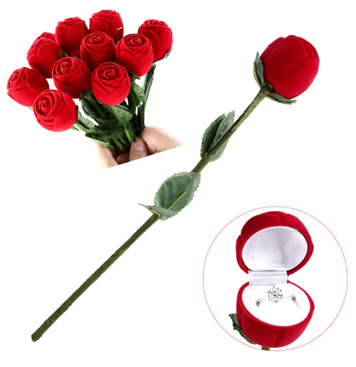 Portable 3D Rose Jewelry Box for Rings & Earrings