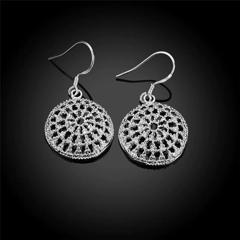 Silver-Plated Hollow Disc Earrings