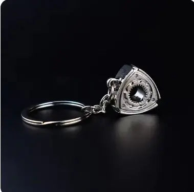 Car Gear Head Keychain with Turbo, Brake Disc, and Shock Absorber Pendants