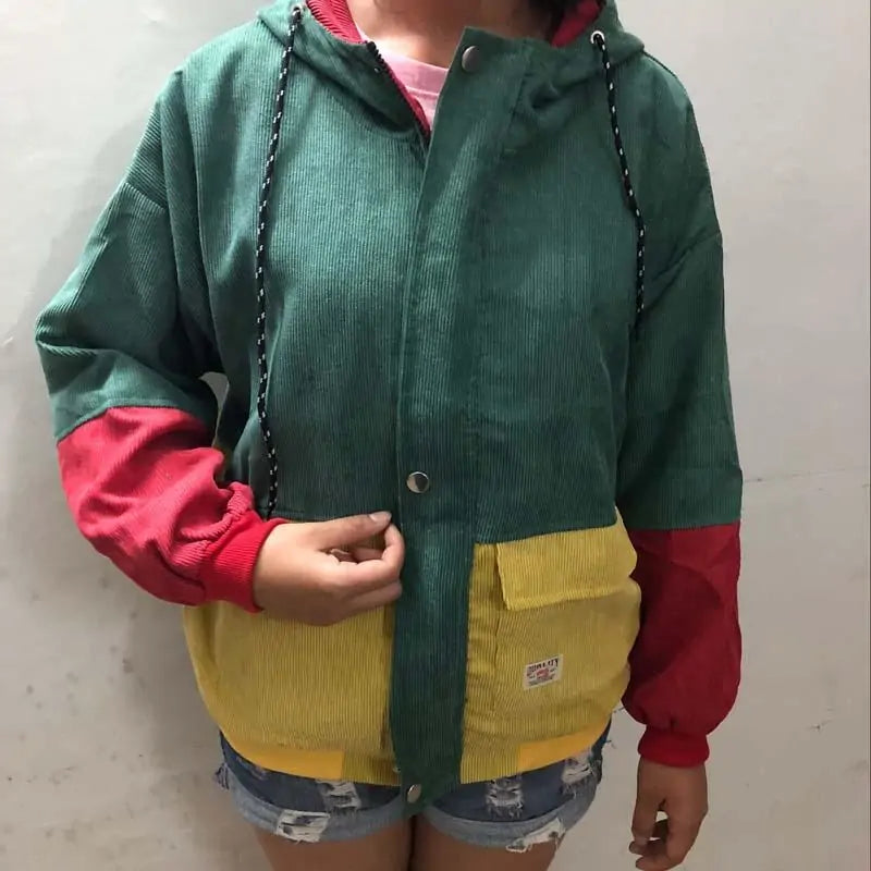 Color Block Corduroy Jacket