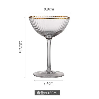 Cocktail Glass Goblet with Gold Rim Crystal Glass Cup