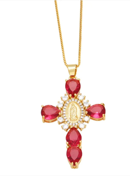 European And American Micro Zircon-inlaid Pendant Creative Personality Virgin Cross Necklace