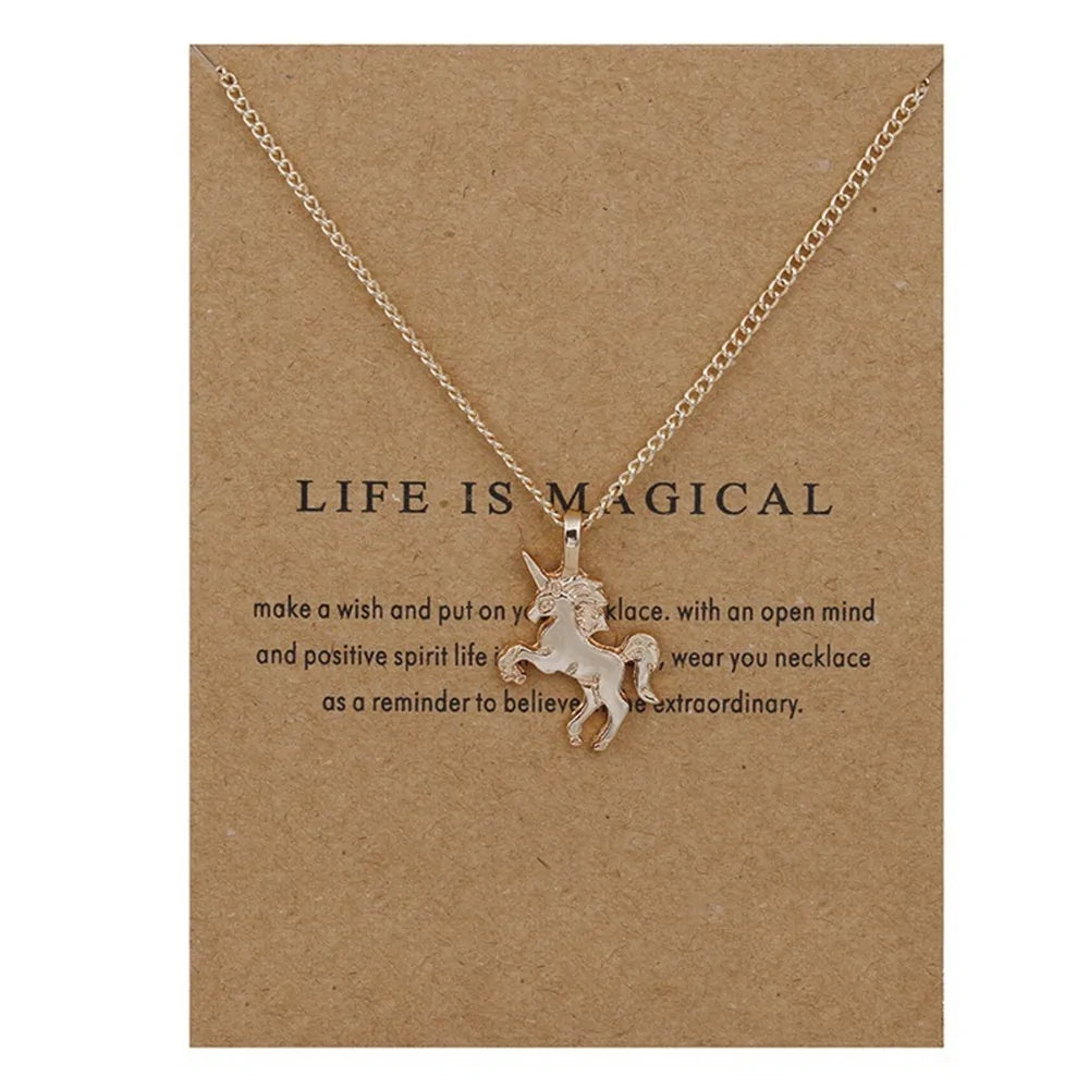 Gold Unicorn Pendant Necklace