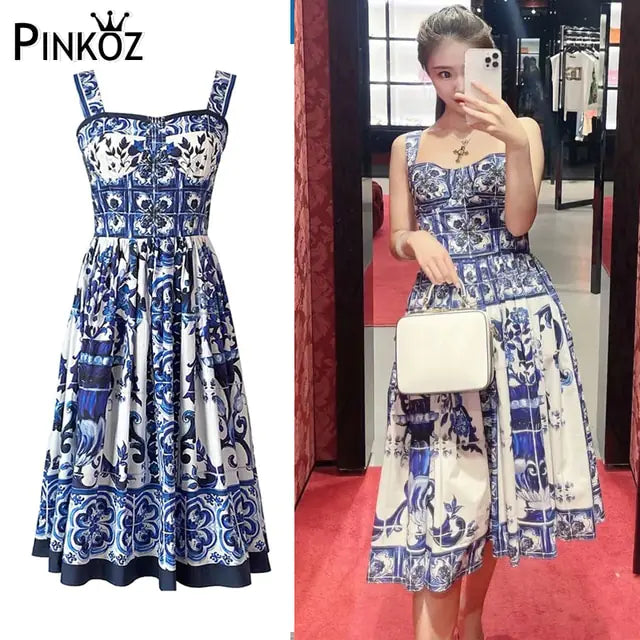 Women Designer Summer Midi Dress