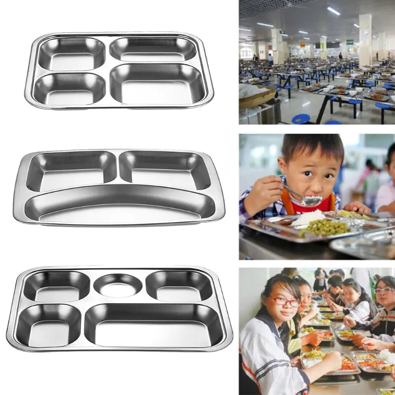 3/4/5 Sections Stainless Steel Food Plate