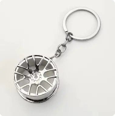 Car Gear Head Keychain with Turbo, Brake Disc, and Shock Absorber Pendants