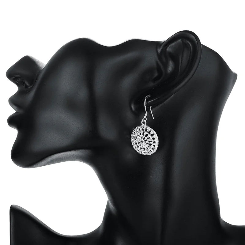 Silver-Plated Hollow Disc Earrings