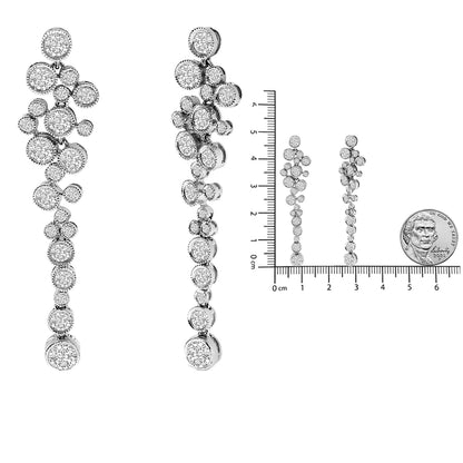 18K White Gold 3.15 Cttw Round Diamond Waterfall Drop Dangle Stud Earrings (H-I Color, VS1-VS2 Clarity)