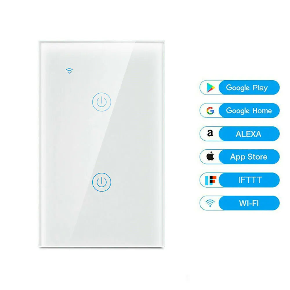 1/2/3/4 Gang WiFi Smart Wall Touch Light Switch Glass Panel For Alexa/Google APP