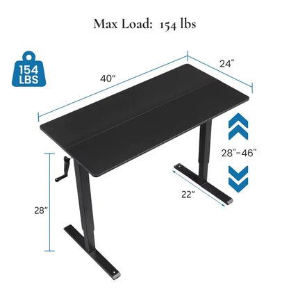 Hand-Crank Adjustable Office Desk Height Adjustable, With Flat Metal Legs Perfect For Home, Office, Gaming, Or Study Use