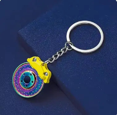 Car Gear Head Keychain with Turbo, Brake Disc, and Shock Absorber Pendants