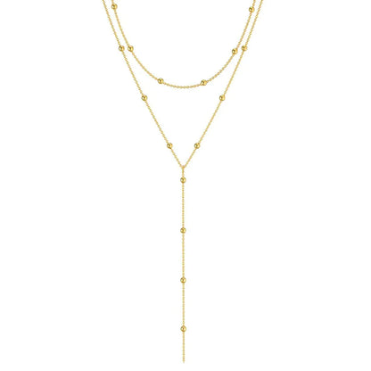 Fashion Geometric Tassel Clavicle Necklace with Round Beads