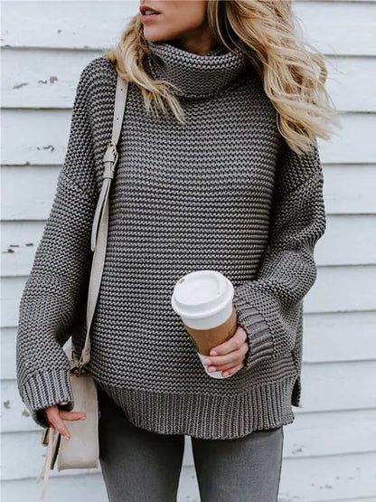 Warm Knitted Turtleneck Sweater Women