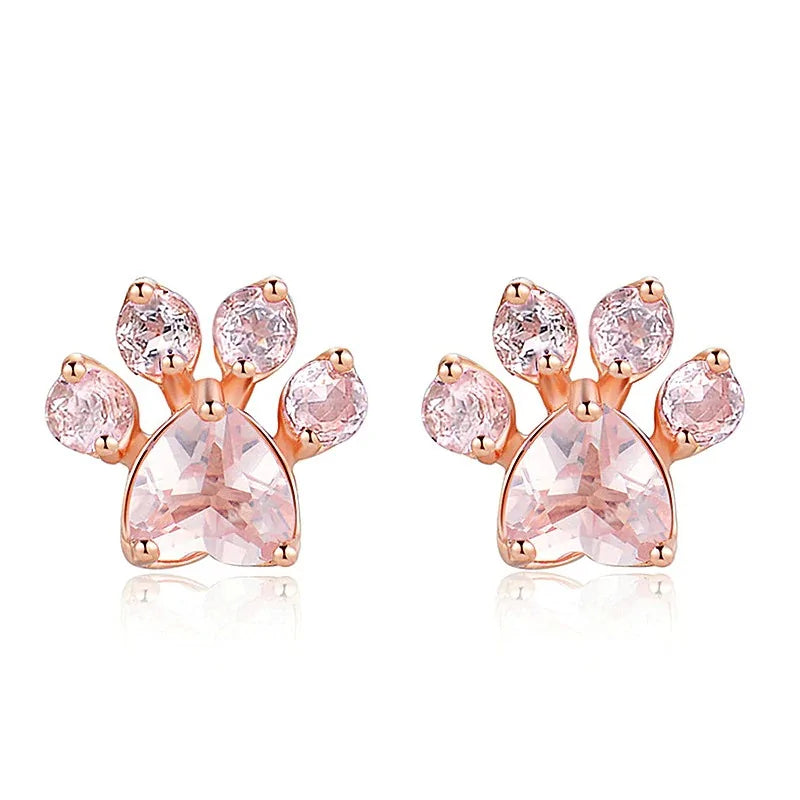 Rose Gold Paw Earrings