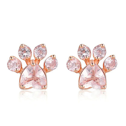 Rose Gold Paw Earrings