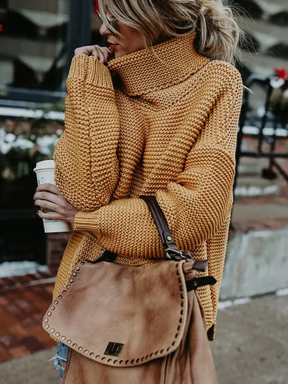 Warm Knitted Turtleneck Sweater Women