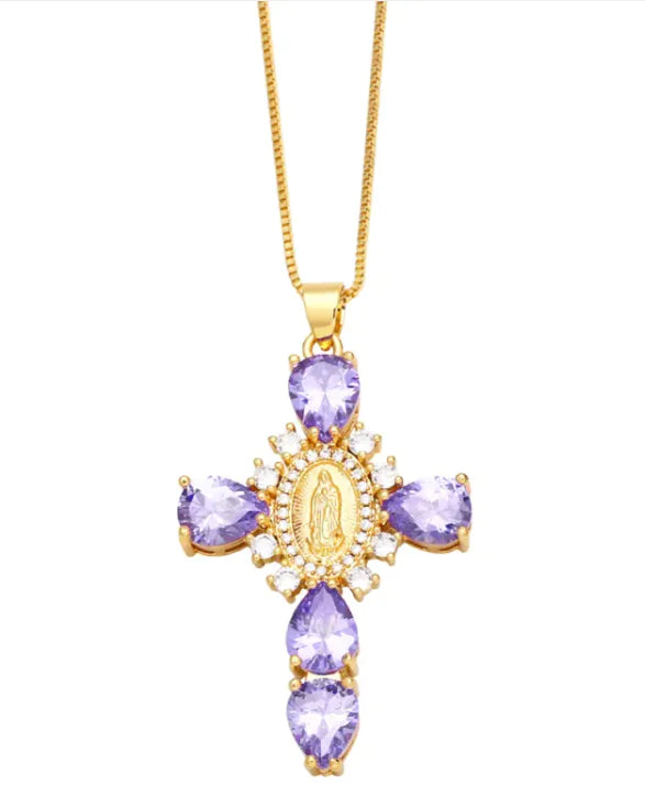 European And American Micro Zircon-inlaid Pendant Creative Personality Virgin Cross Necklace