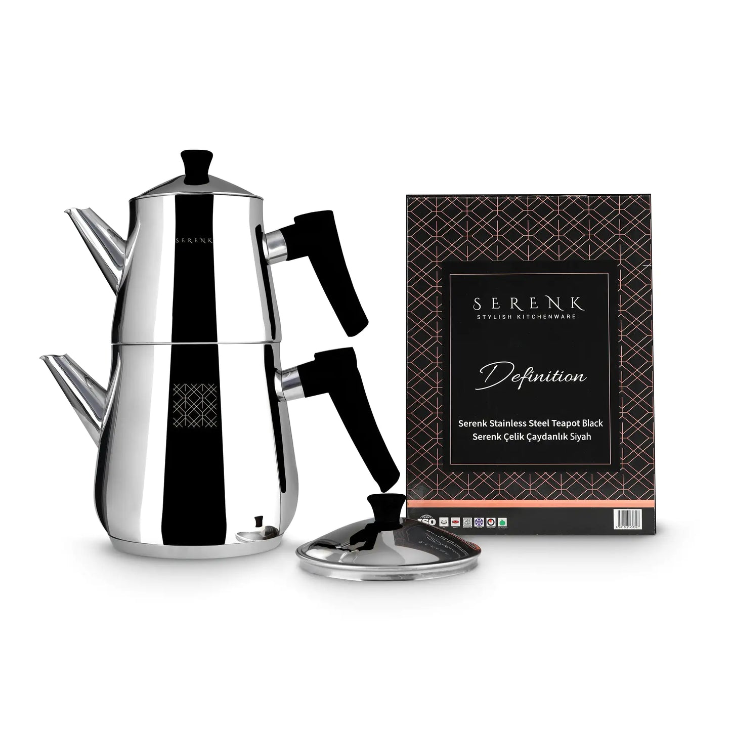 Serenk Definition Stainless Steel Tea Pot Set Black