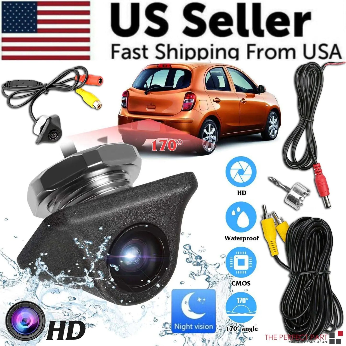 Car Rear View Reverse Camera Parking Backup Cam HD Night Vision Waterproof 170°