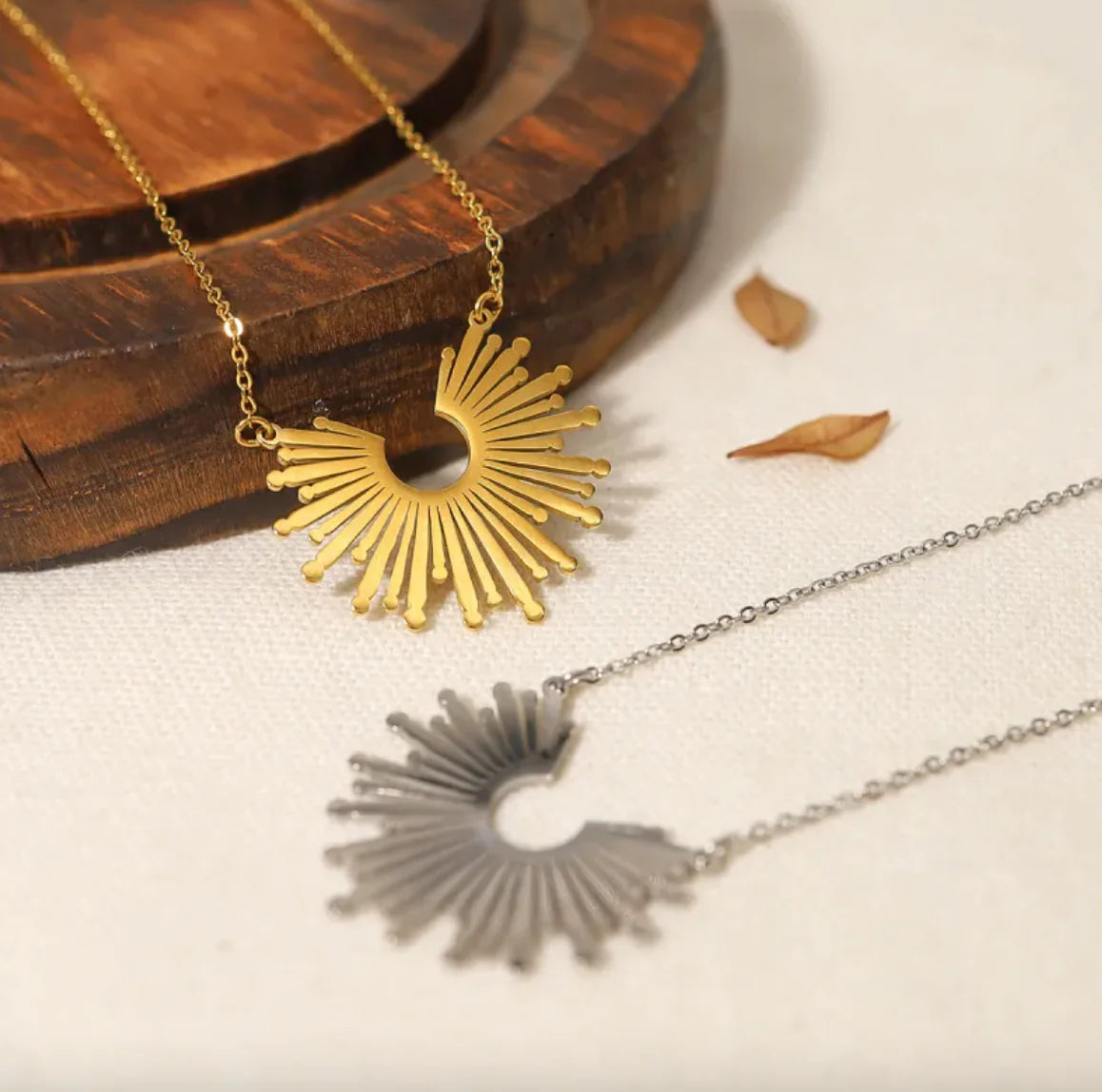 18K Gold-Plated Titanium Steel Sunflower Necklace for Women