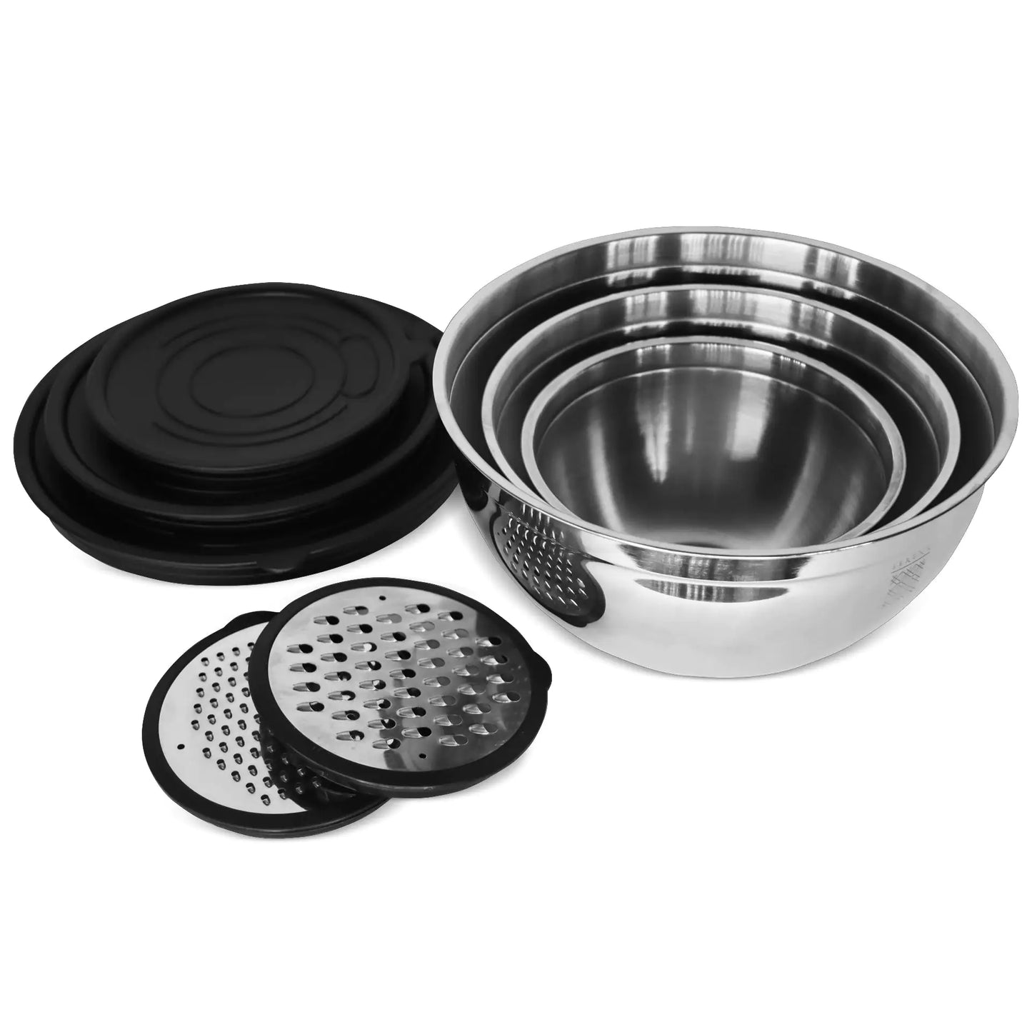 Serenk Modernist 9 Pieces Stainless Steel Mixing and Storage Bowl Set with Grater