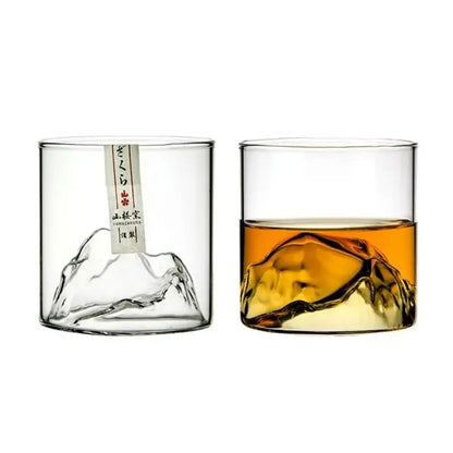 Japan 3D Mountain Whiskey Glass Glacier