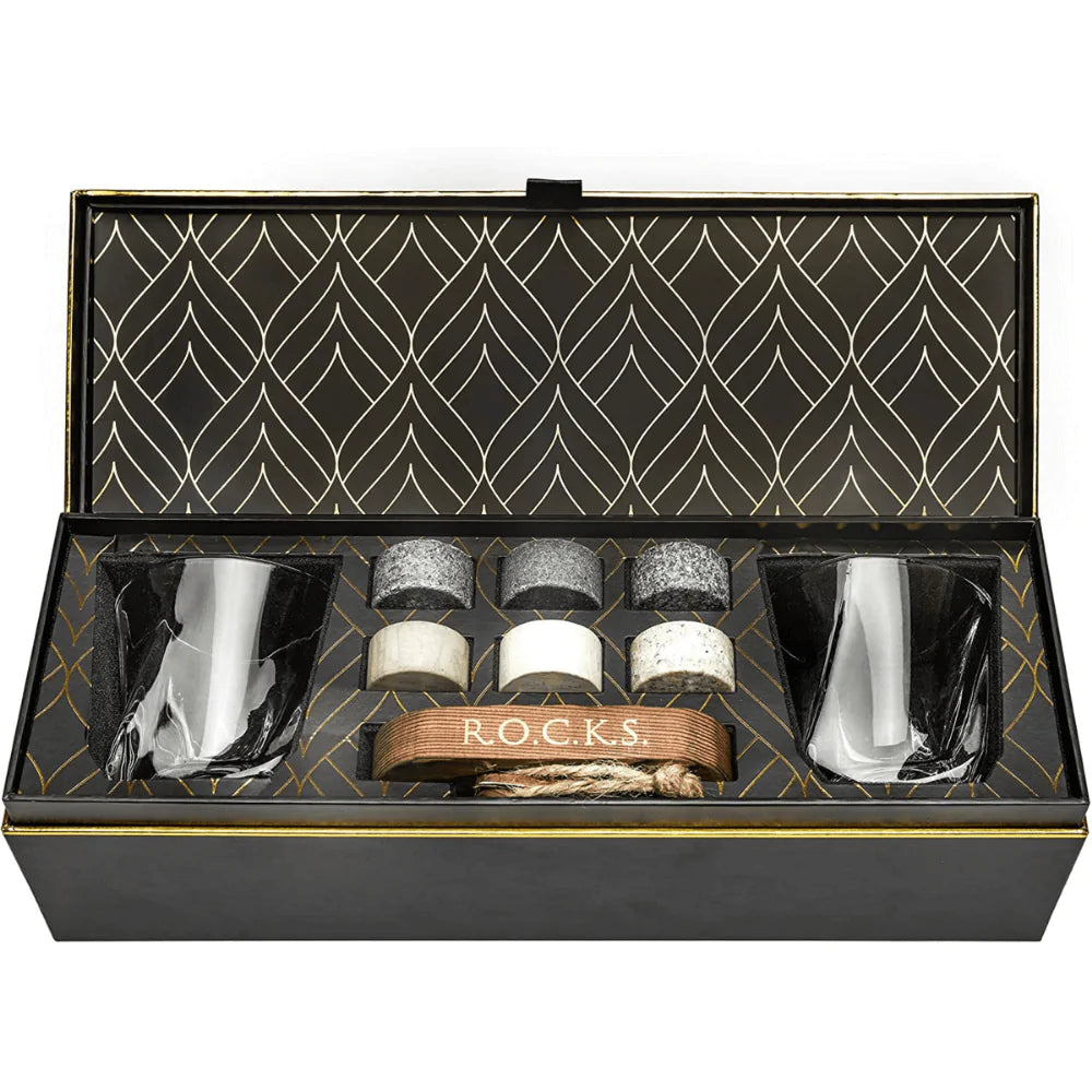 The Connoisseur's Set - Whiskey Stones & Twist Glass Edition