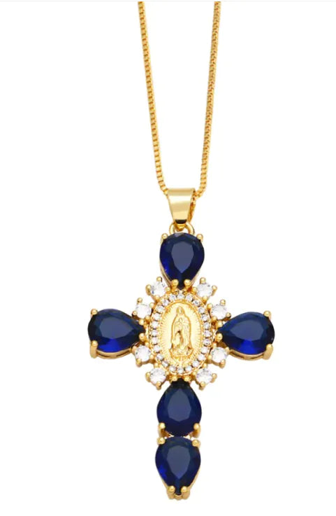 European And American Micro Zircon-inlaid Pendant Creative Personality Virgin Cross Necklace