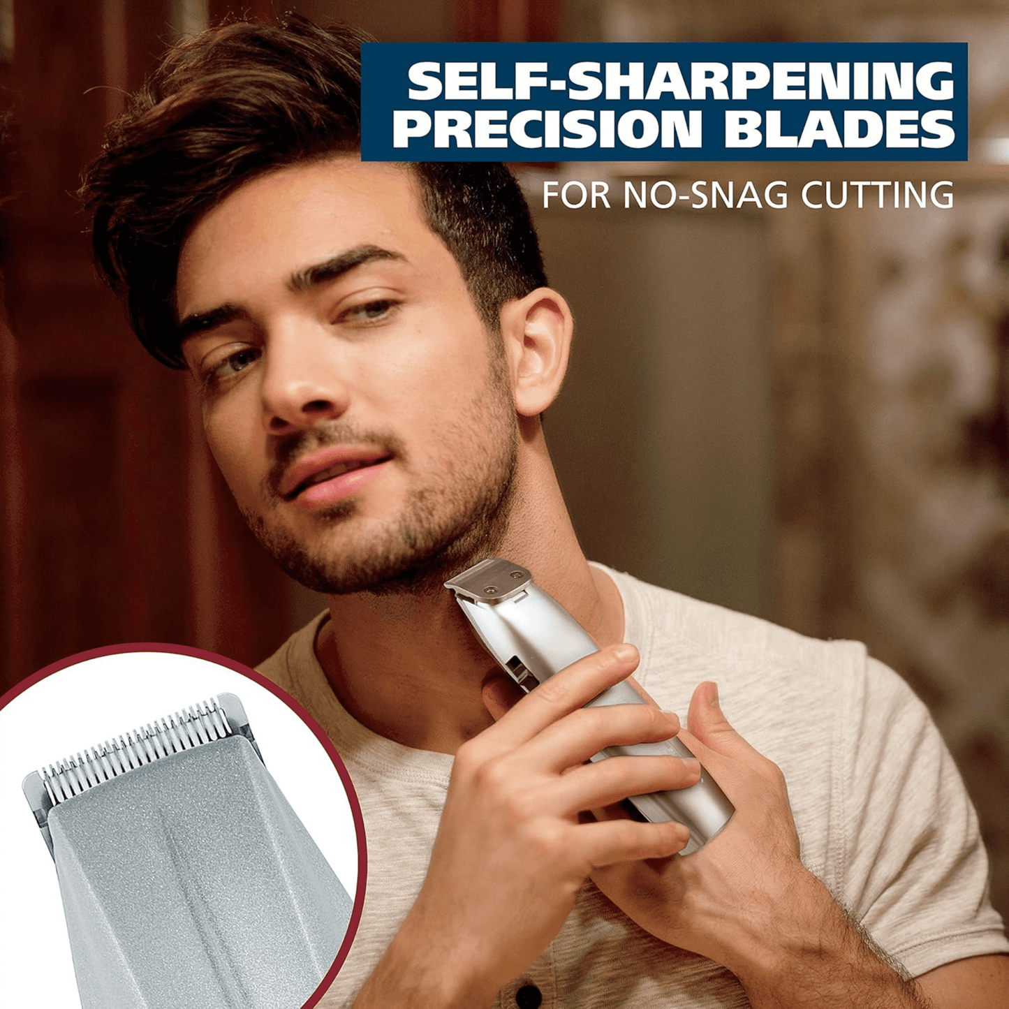 Wahl Battery Operated Beard and Nose-Hair Trimmer Mens Grooming